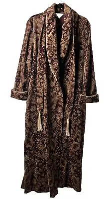 NIEMAN MARCUS Diamond Tea Large Long Velvet Robe Tassels Luxury Rich Colors • $79.99