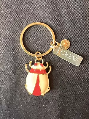 J.Crew Enameled Keyring Beetle Bug Maroon & Cream Scarab • $39.99