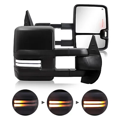 Tow Mirrors For 2007-2014 Chevy Silverado GMC Sierra Heated Smoked Switchback • $174.99