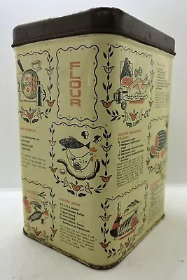 Old Kitchen Vintage Mid Century 1950’s Cheinco Flour Recipe Tin Can Canister USA • $9.99