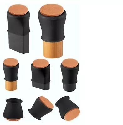 Silicone Chair Leg Floor Protectors W/Thicker Felt Black Chair Leg Caps Large S • $11.59