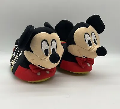 Mickey Mouse Red Toddler's Sock Top Character Slippers Size 9 / 10 Bowtie Disney • $8.99