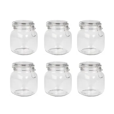 £14.99 • Buy 1L Glass Storage Jars With Clip Top Lid - Set Of 6 Airtight Glass Storage | M&W