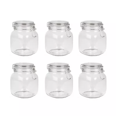 £14.99 • Buy 1L Glass Storage Jars With Clip Top Lid - Set Of 6 Airtight Glass Storage | M&W