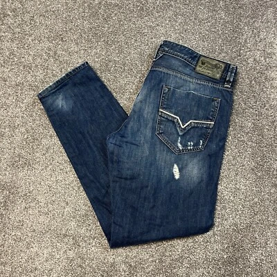 £39.99 • Buy Diesel Larkee-T Regular Tapered Jeans W 34 L 32 Blue Button Fly Distressed