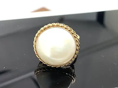 Mabe Pearl Women's Cocktail Ring 14k Yellow Gold Estate Jewelry Size 6.25 • $593.95
