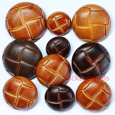 6 Football Buttons Brown Or Tan Leather Look Choose From 5 Sizes 15mm To 24.5mm • £3.55