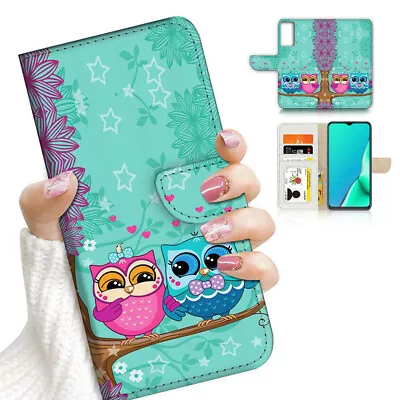 $13.99 • Buy ( For Oppo A57 / A57S ) Wallet Flip Case Cover AJ23393 Cartoon Owl