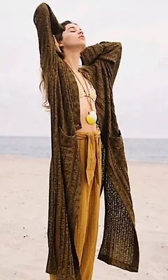 FP Beach Free People Beach Nights Maxi Cardi Cardigan Duster Medium New USA • $80