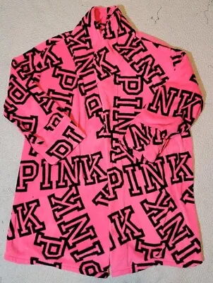 VICTORIA’S SECRET PINK Pink All Over Print Bathrobe Robe Size M/L Missing Belt • $12.99