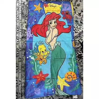 The Little Mermaid Vintage 2000's Disney KIDS Sleeping Bag Blanket Zip 30x57 USA • $39