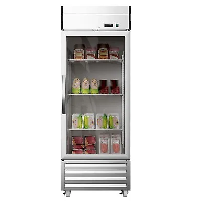 New Commercial Reach In Glass Door Refrigerator Cooler Stainless Steel 23 Cu.ft • $1575.66