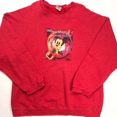 £1.01 • Buy Mickey Mouse Sweatshirt Womens XL Extra Large Red Festive Bauble Sweater Ladies