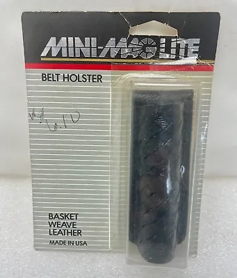 NOS Vintage Mini Maglite Holster Black Basket Weave Leather Belt Holster USA • $29.99