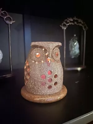 Vintage Owl Stone Marble Candle Holder 2pc Cutout Owl Votive Tea Light Incense • $19.99