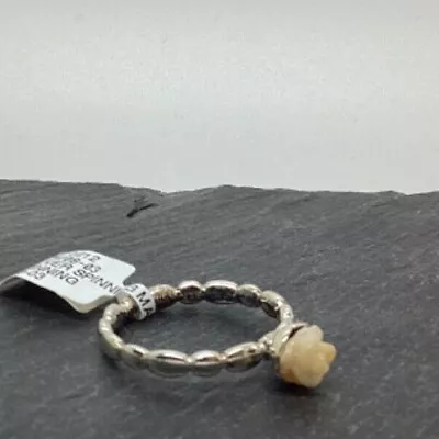 £8 • Buy 925 Sterling Silver Spinning Ring Small Cream Porcelain Flower Pearl RRP£30