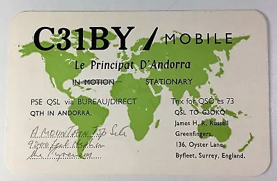 Andorra 1972 QSL Card James H.R. Russell Greenfingers Surrey England Pyrenees • $22.86