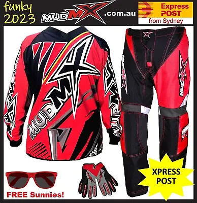 2024 RED MX MOTOCROSS/BMX Pants+Jersey+Gloves Kids Youth Junior Dirt Bike Gear • $95.99