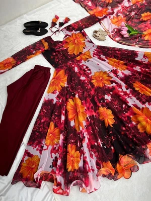 $106.46 • Buy Gown Salwar Kameez Pakistani Indian Wedding Party Wear Dress Bollywood Suit New