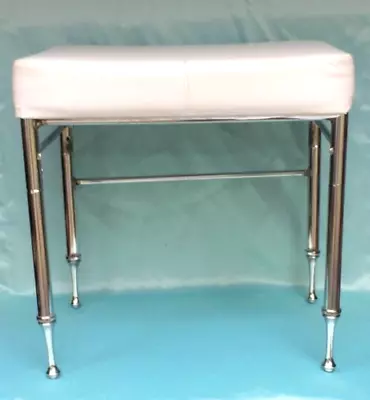 Vintage Mid Century Modern Chrome Vinyl Padded Bench Stool - Nice!! • $79.99