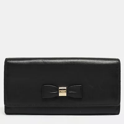 Mulberry Black Leather Bow Continental Wallet • $115.50