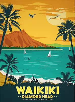 $9.99 • Buy Waikiki Diamond Head Travel Poster. Hawaii