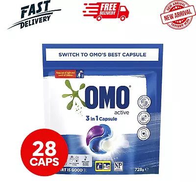 OMO Active 3 In 1 Laundry Capsules  Detergent Wash Front Top Loaders 28pk • $28.60