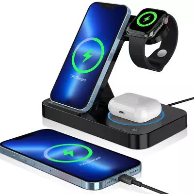 4 In 1 15W Wireless Charger Dock Fast Charging For IPhone Watch Samsung Phone • £14.99