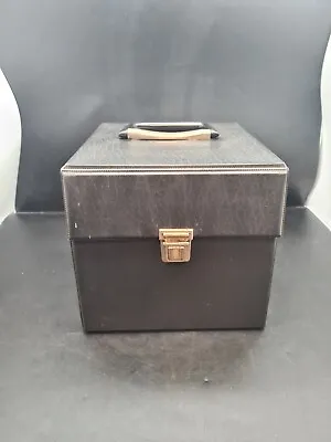 Vintage 7  Vinyl Black Record Box Storage Carry Case For 7  Singles 45rpm • £14.99