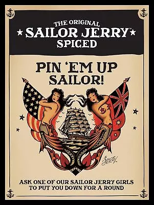 Sailor Jerry Theme Retro Vintage Art  Printed Metal Sign Vintage Sign Tin • £3.94