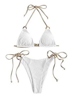 $9.99 • Buy ZAFUL O-Ring High Cut Bikini Swimwear White-362 Size 6