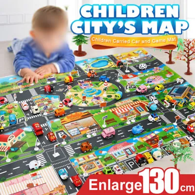 £10.39 • Buy New Children's Kids Pad Town Road Map City Cars Toy Play Village Mat 130*100cm