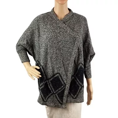 Madewell All Angles Drape Front Cardigan Size XS/S Gray Black • $24.99