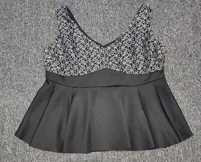 $16 • Buy ASOS CURVE Size 24 Peplum Top Black And White Plus Size