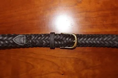 Size:  M (34 -36 ) Braided Brown Leather Belt ~1¼  Wide • $6