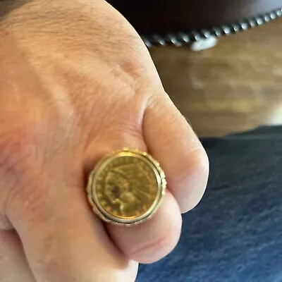 Gold Ring Men 14k Real $2.50 Indian Head Coin Ring Size 9.5 • $1200