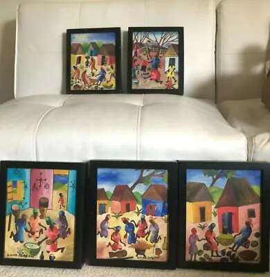 Collection Of 5 Oil Paintings By Haitian Artist Lucien Joassaint - Voodoo Scenes • $445.50