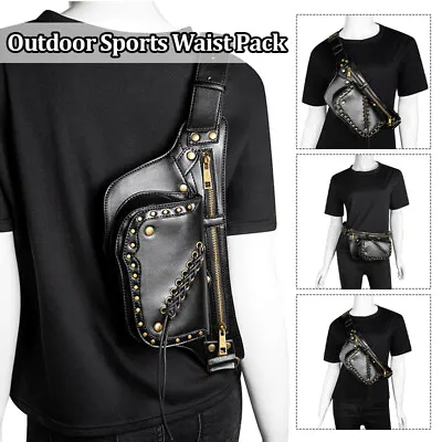 Steampunk Waist Bag Chest Pack Faux Leather Punk Style Bag Thigh Hip Belt Packs • $19.53