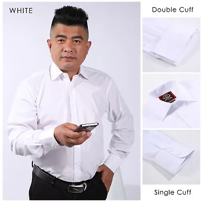 Mens Regular Fit ShirtFormal Office Wedding Single & Double CuffFree Cufflinks • £22.95