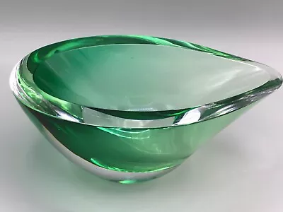 Vicke Lindstrand Kosta Glass Sommerso Bowl MCM Scandinavian Art • $206.98