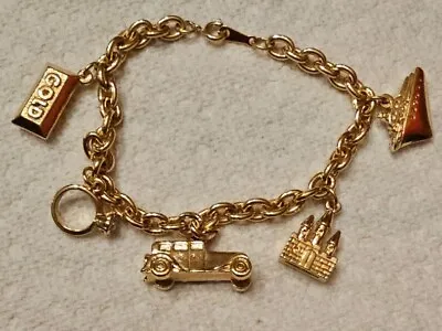 Vintage 1991 Avon  Have It All  Charm Bracelet Travel Jewels Castle Gold Cars • $14.99