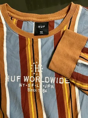 Huf Worldwide Mens Casual Long Sleeve Crew Neck T Shirt Striped Size XXLarge • $14