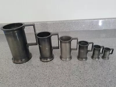 £13.99 • Buy French Pewter Graduated Measuring Tankards Vintage X6