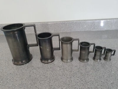 £13.99 • Buy French Pewter Graduated Measuring Tankards Vintage X6