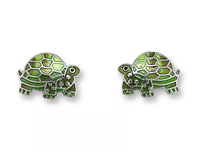 Tortoise Post Silver & Enamel Earrings By Zarah • $24.99