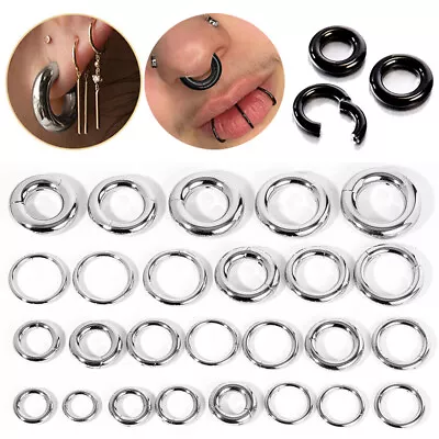 1 Piece Stainless Steel Hoop Earrings Large Size Ear Gauge Nose Septum Piercing • $6.69