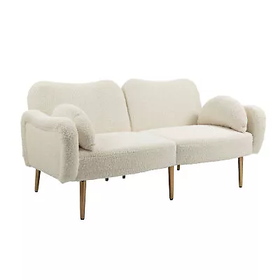 COOLMORE 65  Mid Century Velvet Sofa With 2 Bolster Pillows For Living Room • $384.16