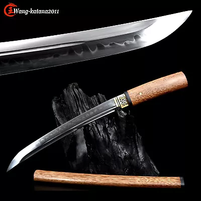 Rosewood Shirasaya Tanto Clay Tempered T10 Self-defence Japanese Samurai Sword • $89.99