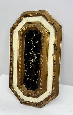 Mid Century Gold & White Wall Mirror W/ Gold Pattern On Mirror Vintage  • $39.50