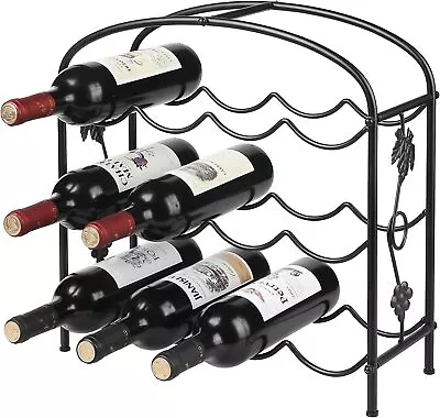 Wine Rack Countertop Freestanding Metal 12 Wine Bottles Black • $24.03
